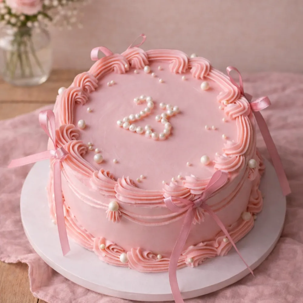 Freshly baked handcrafted Pearl Number Vintage Cake – Cake design by TF Cakes
