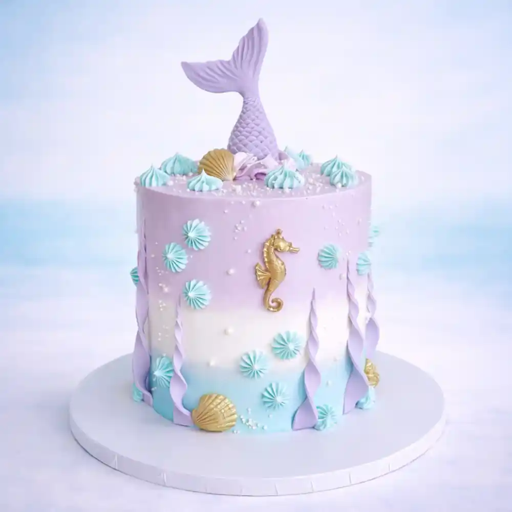 Pearl Ocean Mermaid Cake - TF Cakes Online Delivery Freshly baked handcrafted Pearl Ocean Mermaid Cake – Cake design by TF Cakes