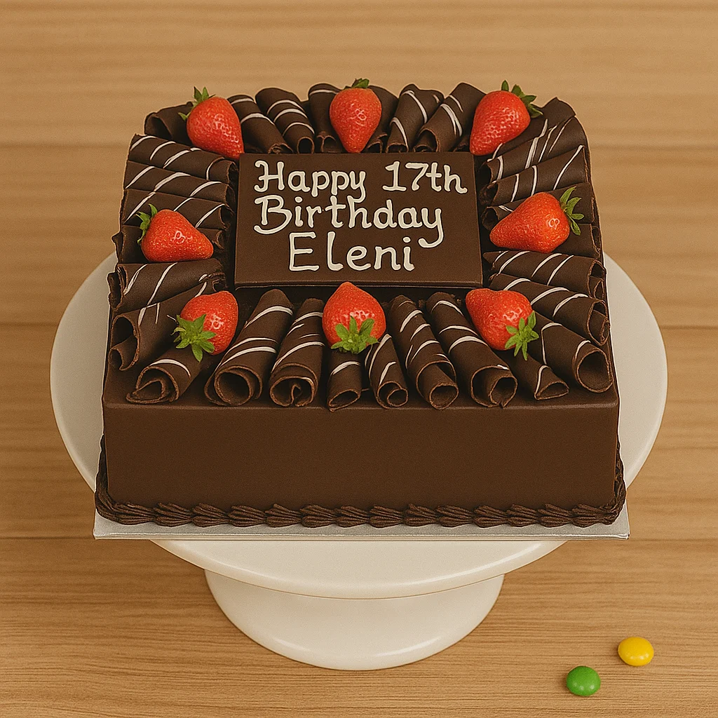 Strawberry Chocolate Birthday Cake - TF Cakes Online Delivery Freshly baked handcrafted Strawberry Chocolate Birthday Cake – Cake design by TF Cakes
