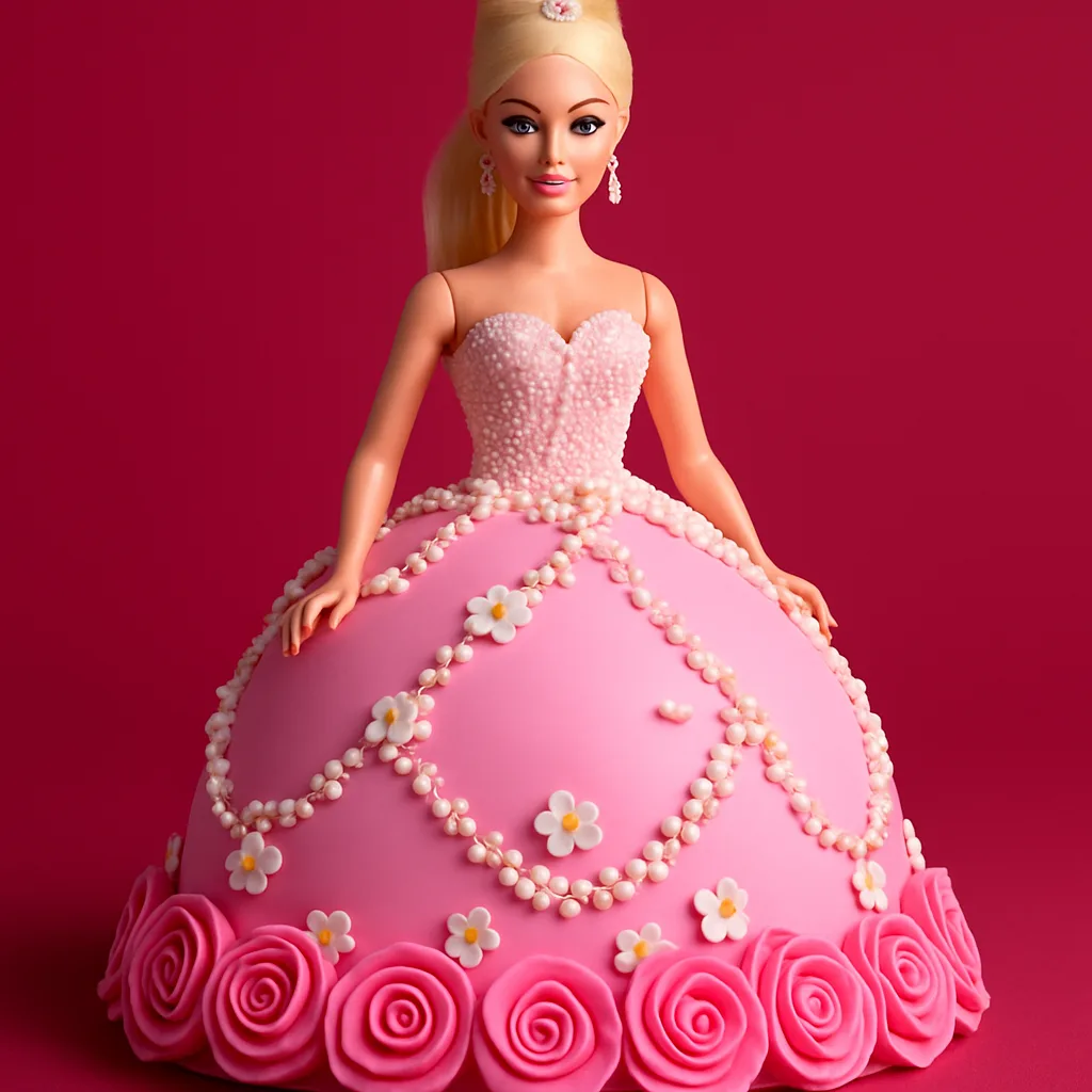 Pink Pearl Barbie Cake - TF Cakes Online Delivery Freshly baked handcrafted Pink Pearl Barbie Cake – Cake design by TF Cakes