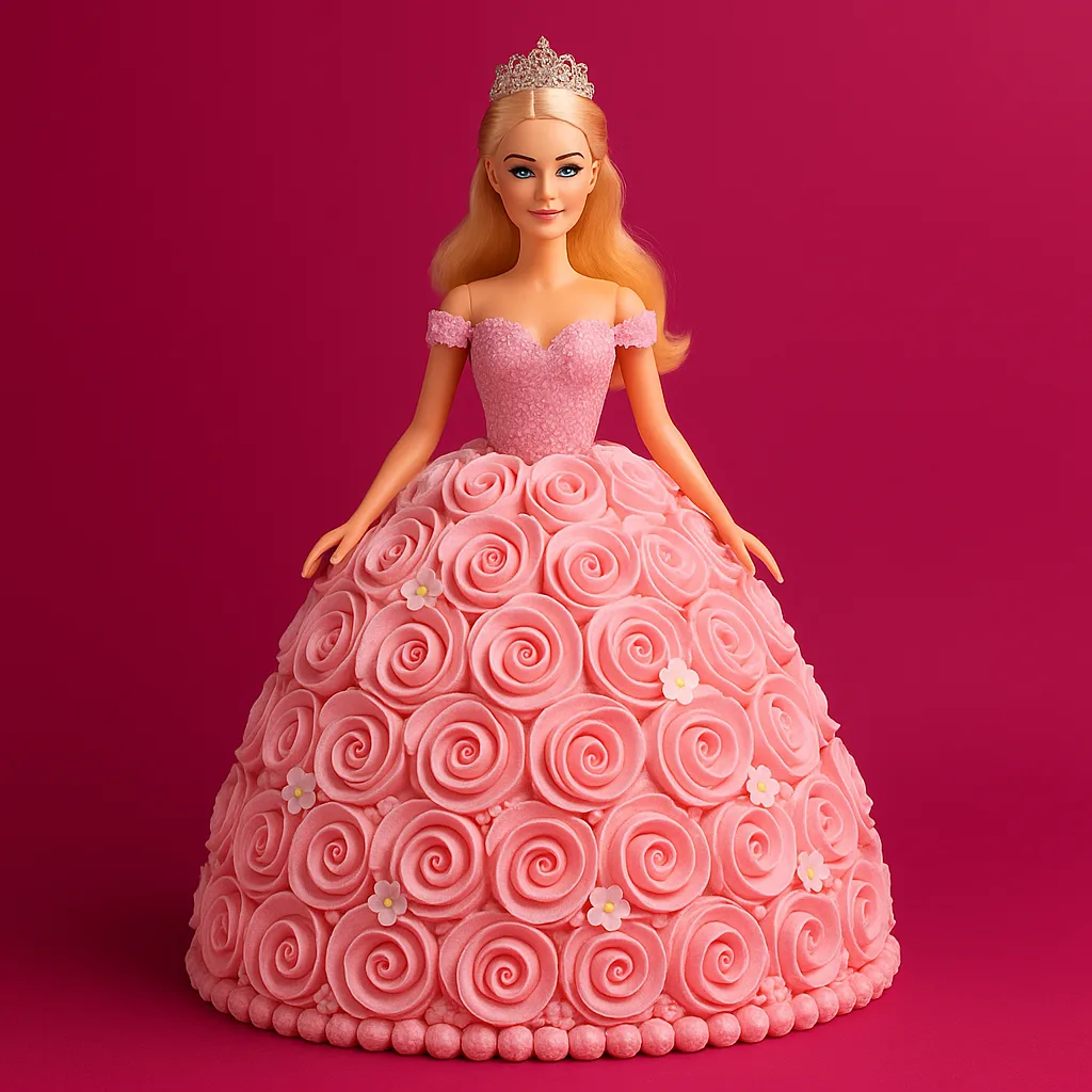 Pink Swirl Barbie Cake - TF Cakes Online Delivery Freshly baked handcrafted Pink Swirl Barbie Cake – Cake design by TF Cakes