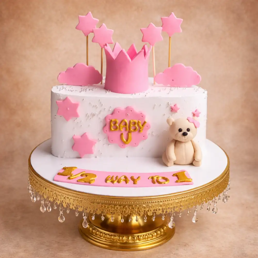 Princess Half Birthday Cake - TF Cakes Online Delivery Freshly baked handcrafted Princess Half Birthday Cake – Cake design by TF Cakes