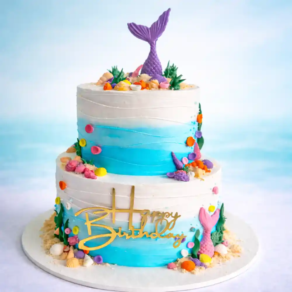 Purple Mermaid Tail Birthday Cake - TF Cakes Online Delivery Freshly baked handcrafted Purple Mermaid Tail Birthday Cake – Cake design by TF Cakes