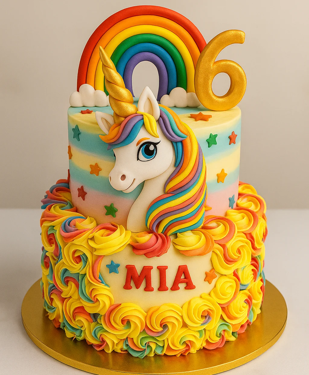Rainbow Flower Unicorn Cake - TF Cakes Online Delivery Freshly baked handcrafted Rainbow Flower Unicorn Cake – Cake design by TF Cakes