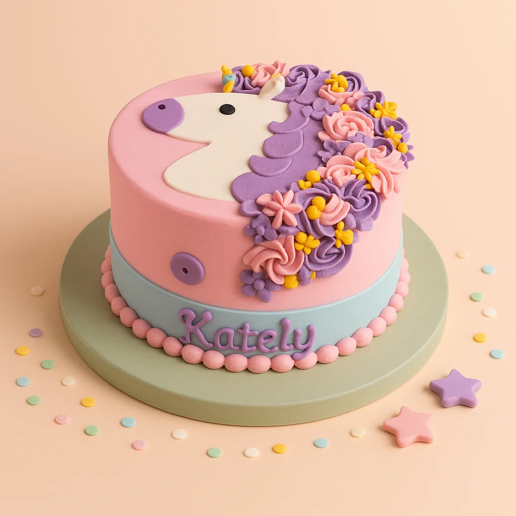 Rainbow Ruffle Unicorn Face Cake - TF Cakes Online Delivery Freshly baked handcrafted Rainbow Ruffle Unicorn Face Cake – Cake design by TF Cakes
