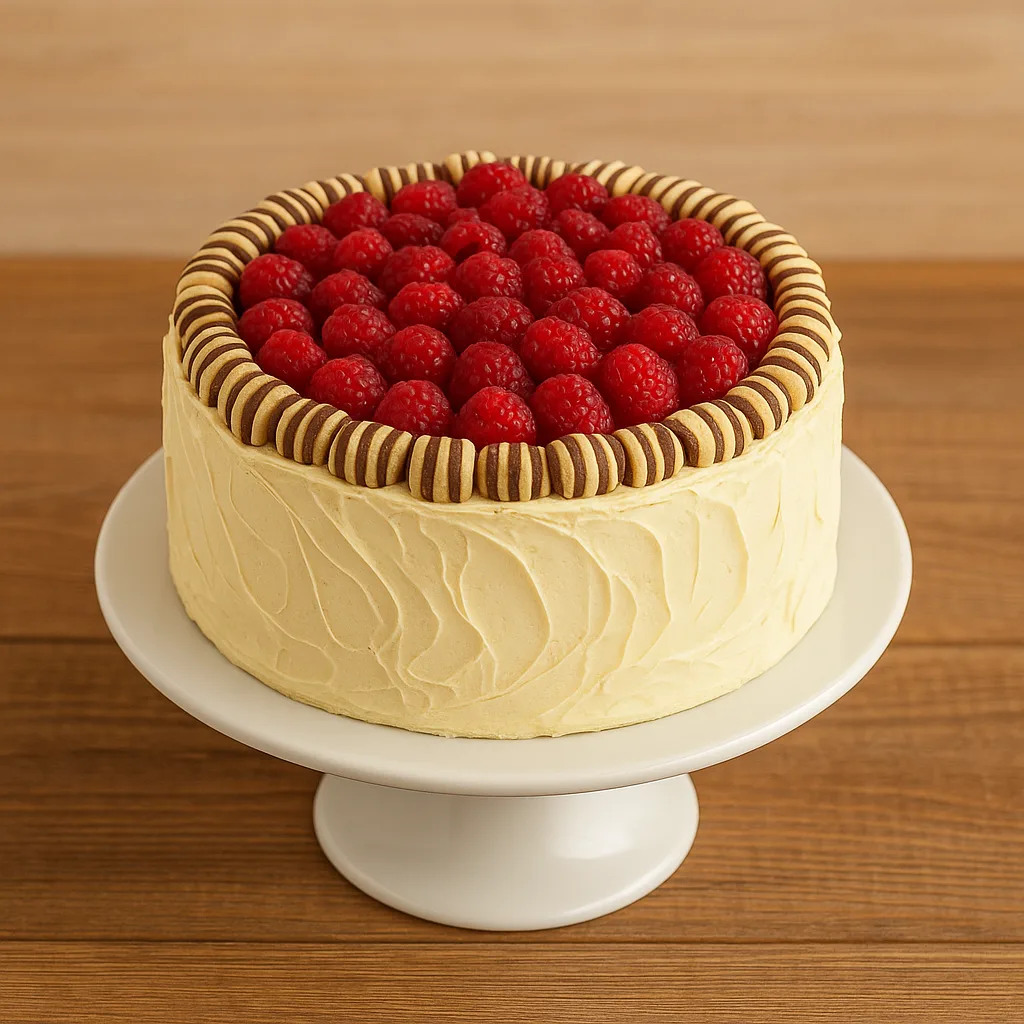Raspberry Biscuit Cream Cake - TF Cakes Online Delivery Freshly baked handcrafted Raspberry Biscuit Cream Cake – Cake design by TF Cakes