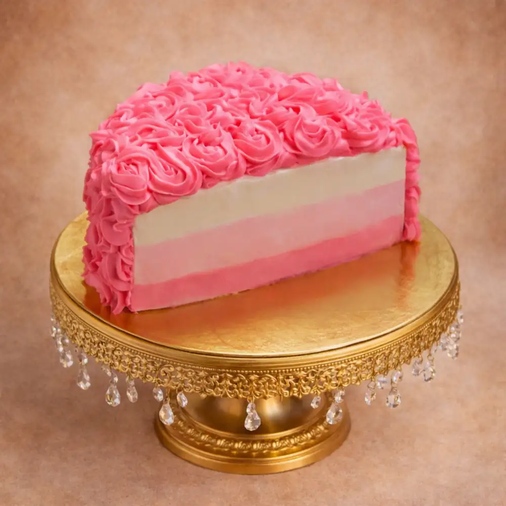 Rose Cream Half Cake - TF Cakes Online Delivery Freshly baked handcrafted Rose Cream Half Cake – Cake design by TF Cakes
