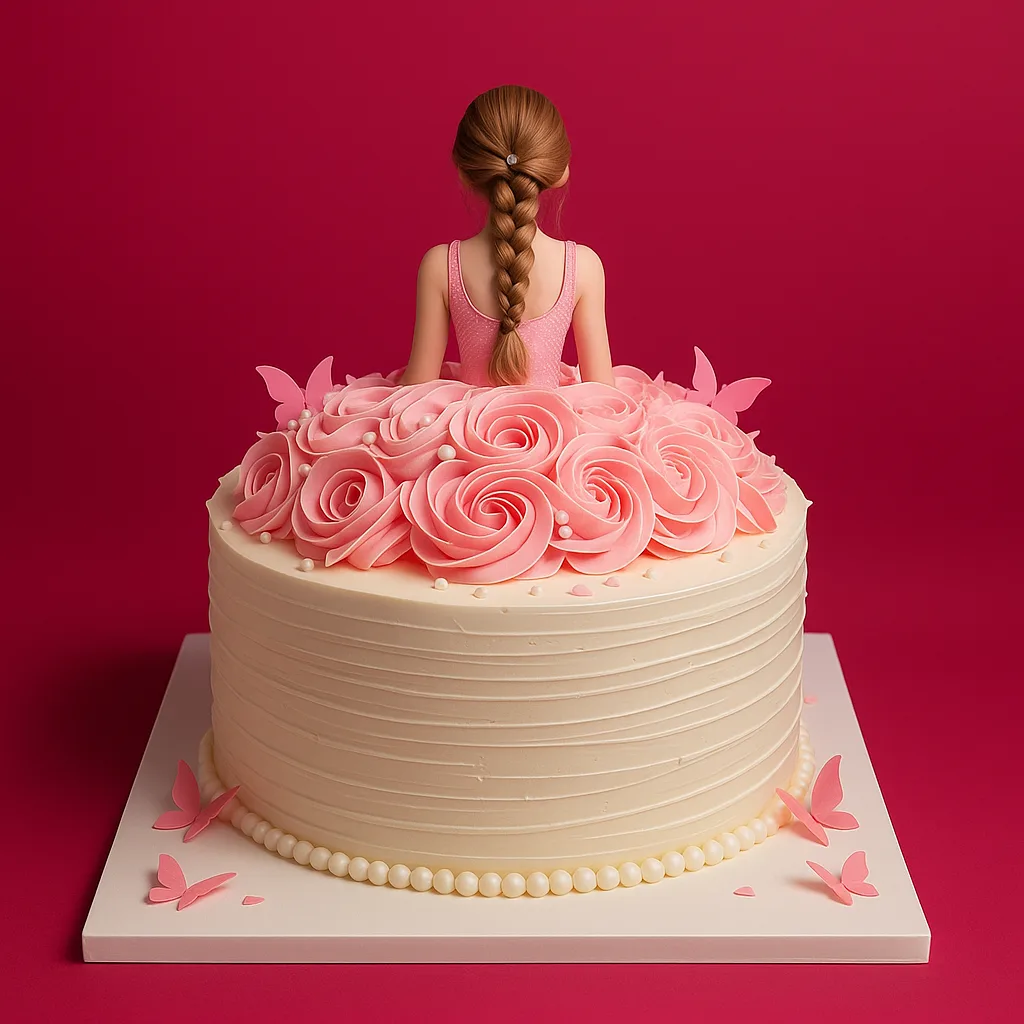 Rose Dress Doll Cake - TF Cakes Online Delivery Freshly baked handcrafted Rose Dress Doll Cake – Cake design by TF Cakes