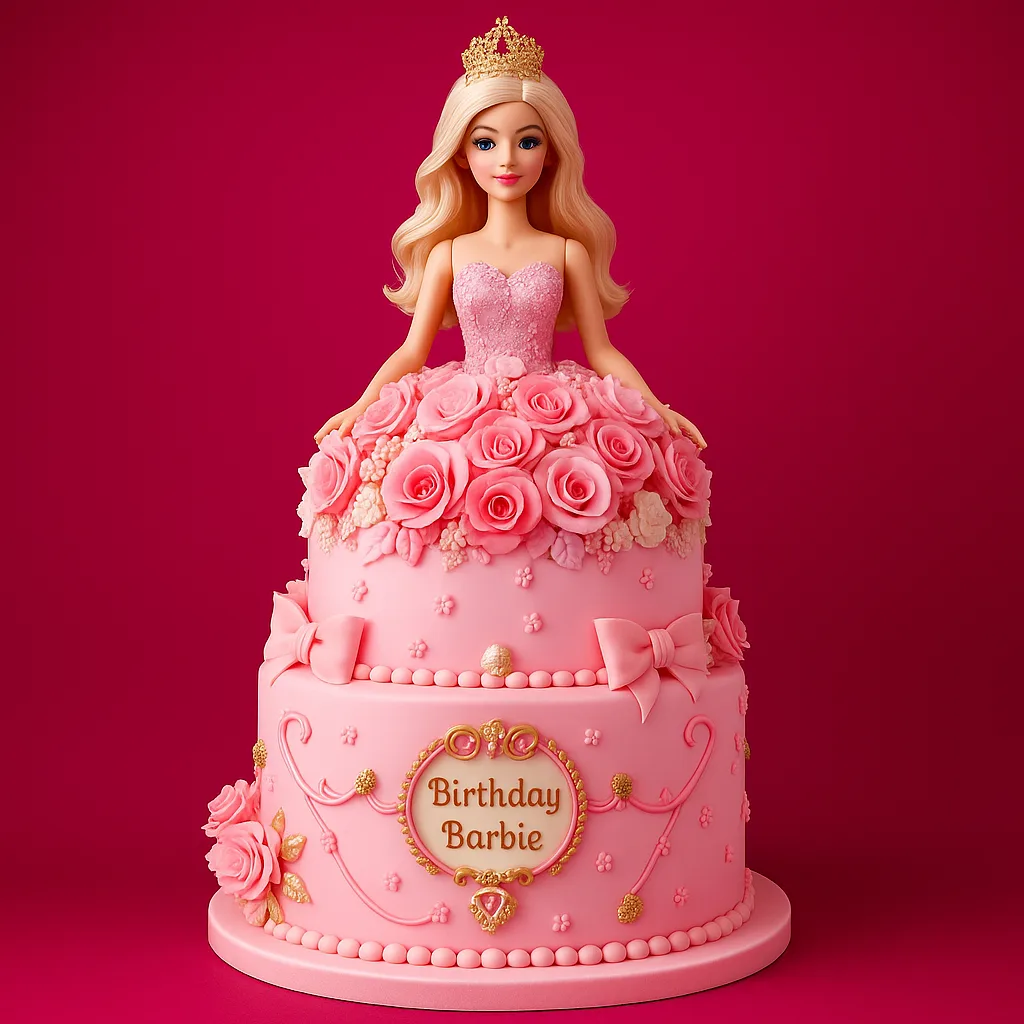 Royal Barbie Princess Cake - TF Cakes Online Delivery Freshly baked handcrafted Royal Barbie Princess Cake – Cake design by TF Cakes