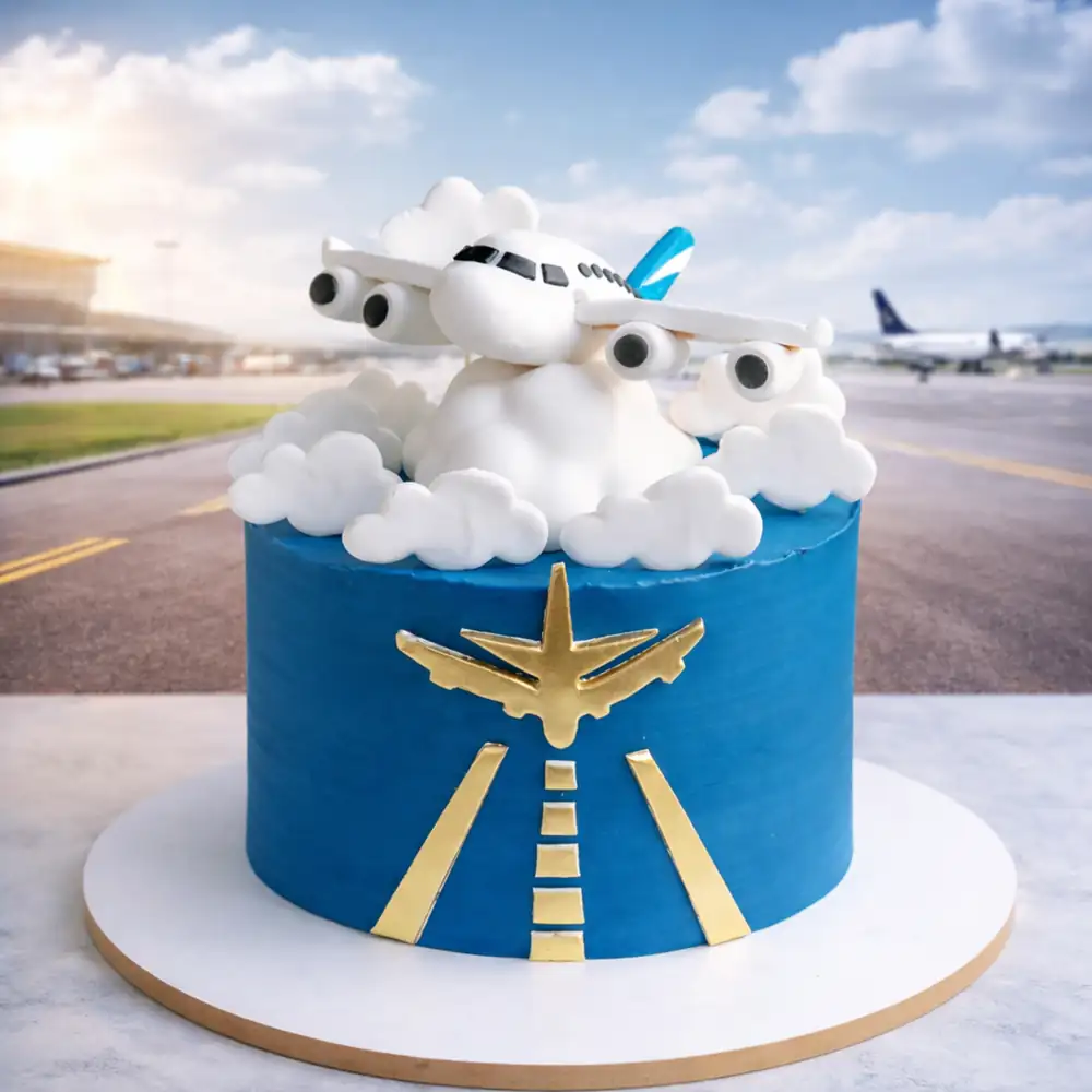 Runway Airplane Theme Cake - TF Cakes Online Delivery Freshly baked handcrafted Runway Airplane Theme Cake – Cake design by TF Cakes