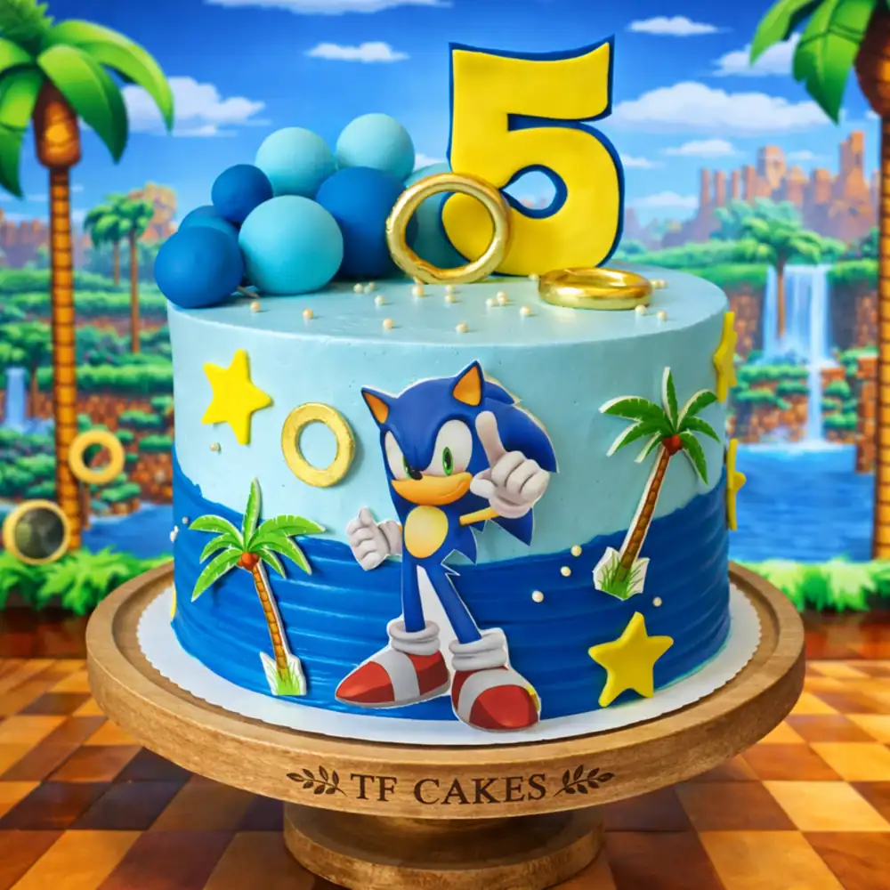 Sonic Age Number Cake - TF Cakes Online Delivery Freshly baked handcrafted Sonic Age Number Cake – Cake design by TF Cakes