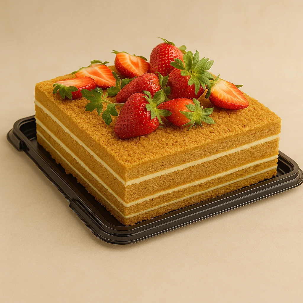 Strawberry Caramel Square Cake - TF Cakes Online Delivery Freshly baked handcrafted Strawberry Caramel Square Cake – Cake design by TF Cakes