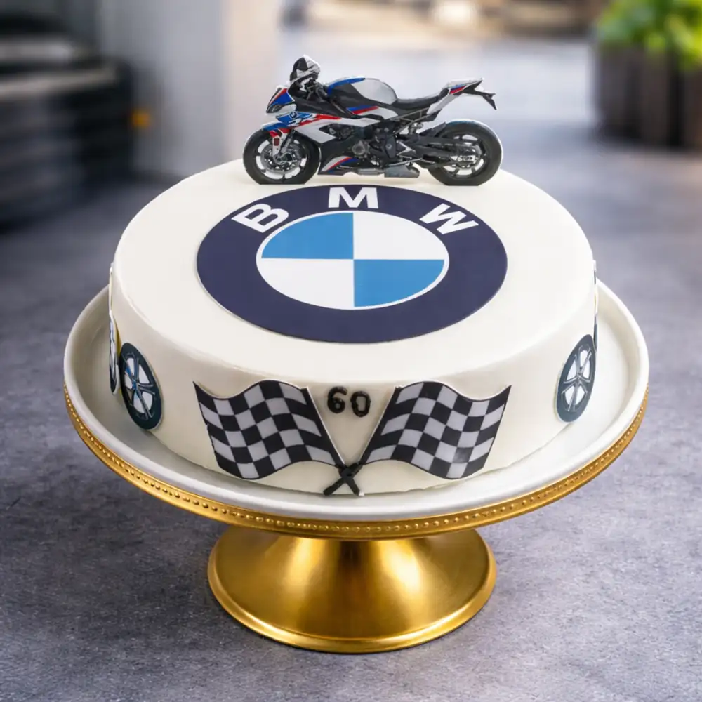 BMW Superbike Theme Birthday Cake - TF Cakes Online Delivery Freshly baked handcrafted BMW Superbike Theme Birthday Cake – Cake design by TF Cakes