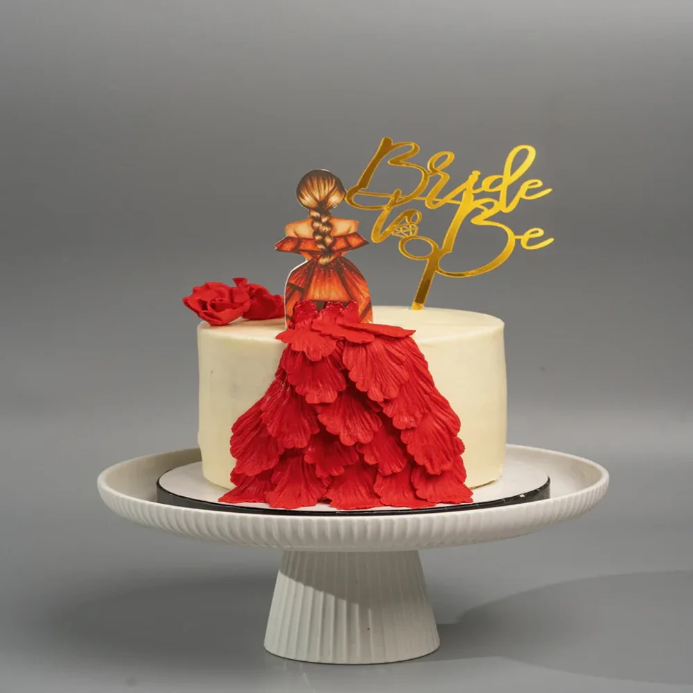 Red Gown Bride To Be Theme Cake - TF Cakes Online Delivery Freshly baked handcrafted Red Gown Bride To Be Theme Cake – Cake design by TF Cakes