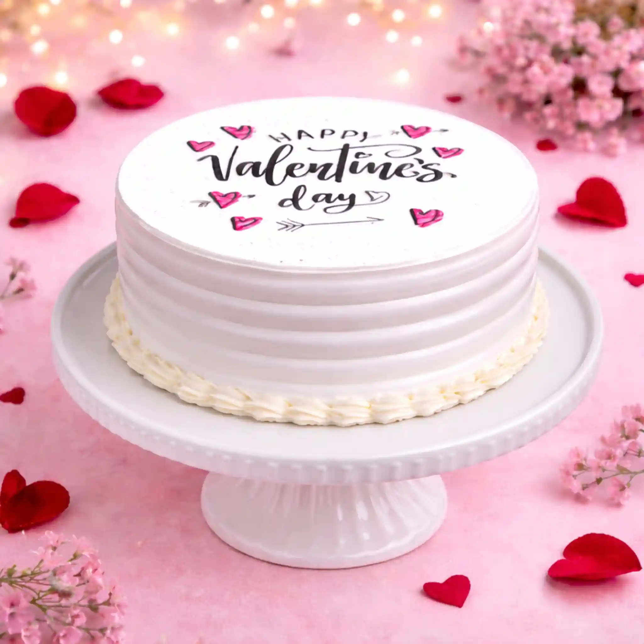 Happy Valentine’s Day Printed Cake - TF Cakes Online Delivery Freshly baked handcrafted Happy Valentine’s Day Printed Cake – Cake design by TF Cakes