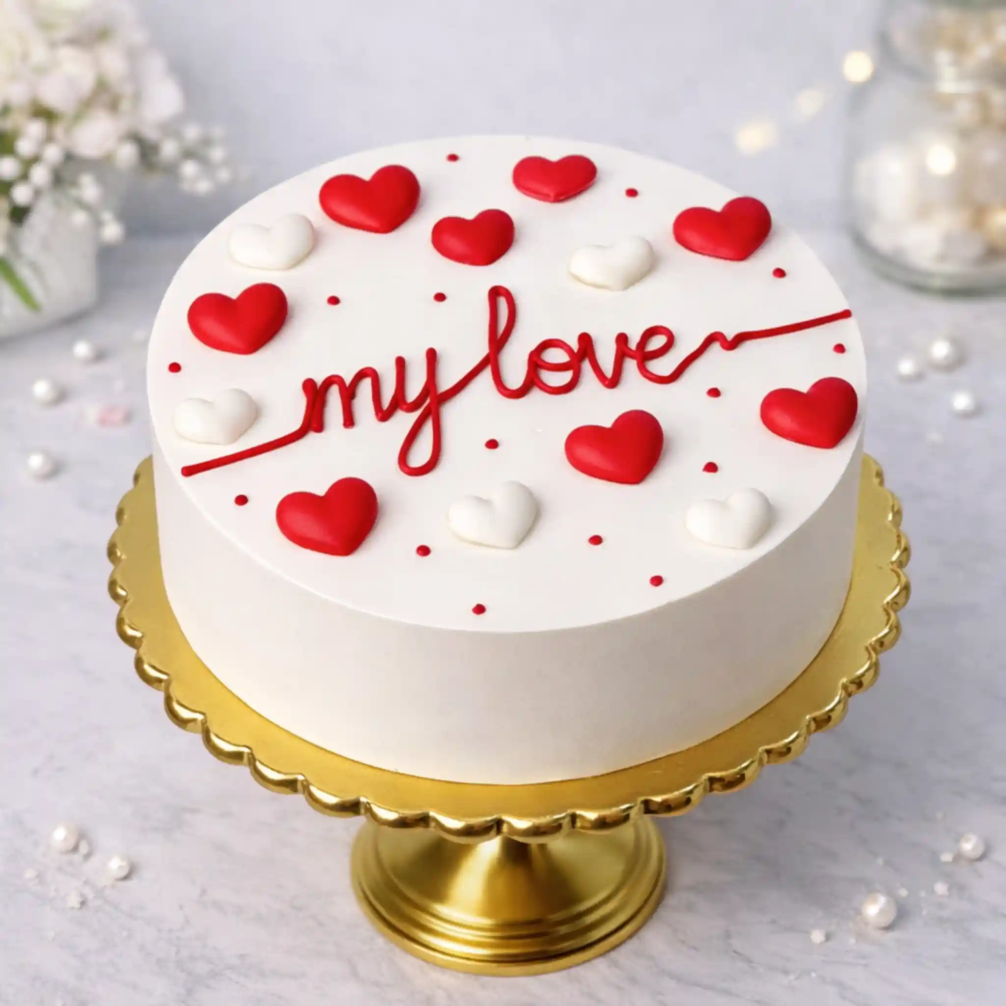 My Love Valentine Heart Cake - TF Cakes Online Delivery Freshly baked handcrafted My Love Valentine Heart Cake – Cake design by TF Cakes