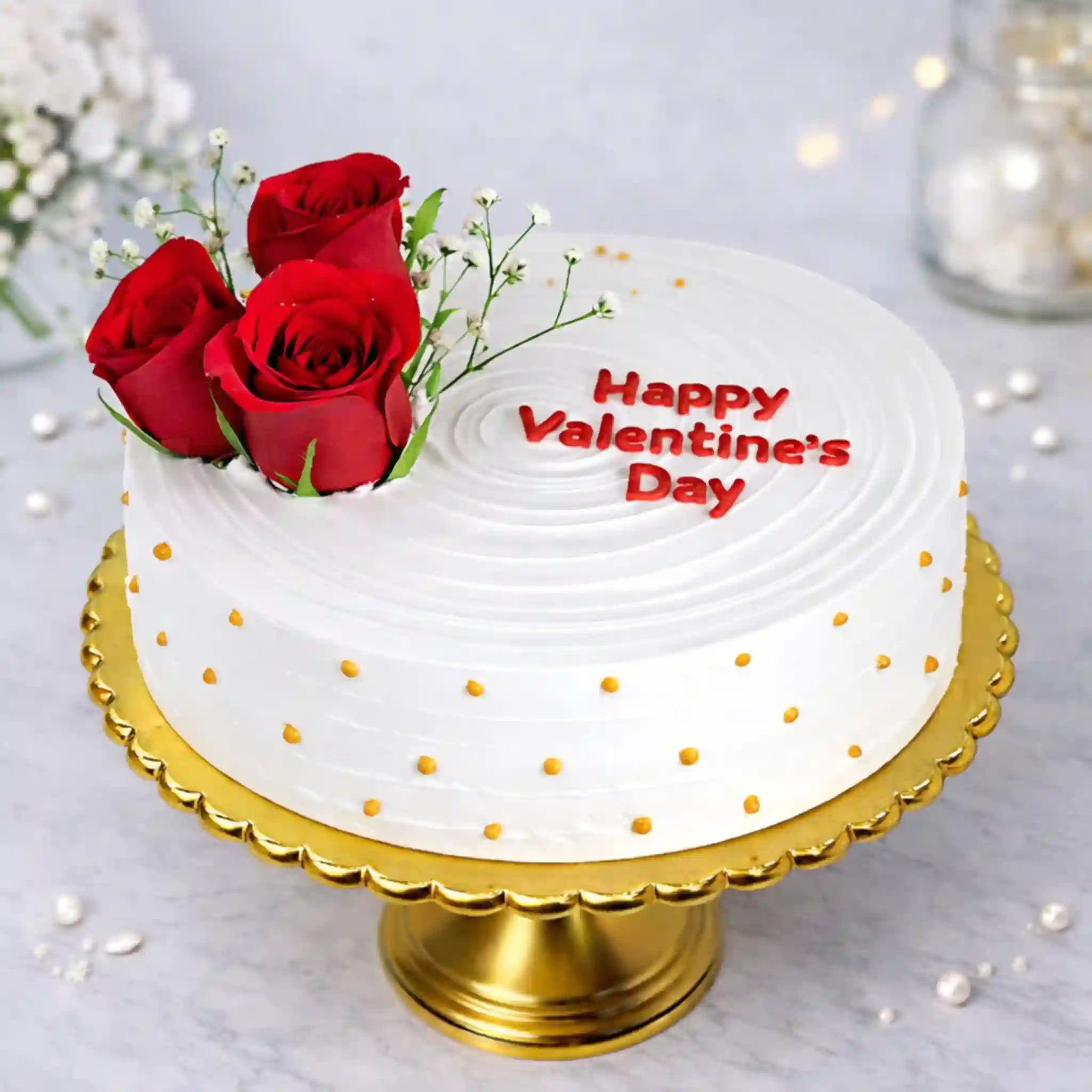 Red Rose Valentine’s Day Cake - TF Cakes Online Delivery Freshly baked handcrafted Red Rose Valentine’s Day Cake – Cake design by TF Cakes