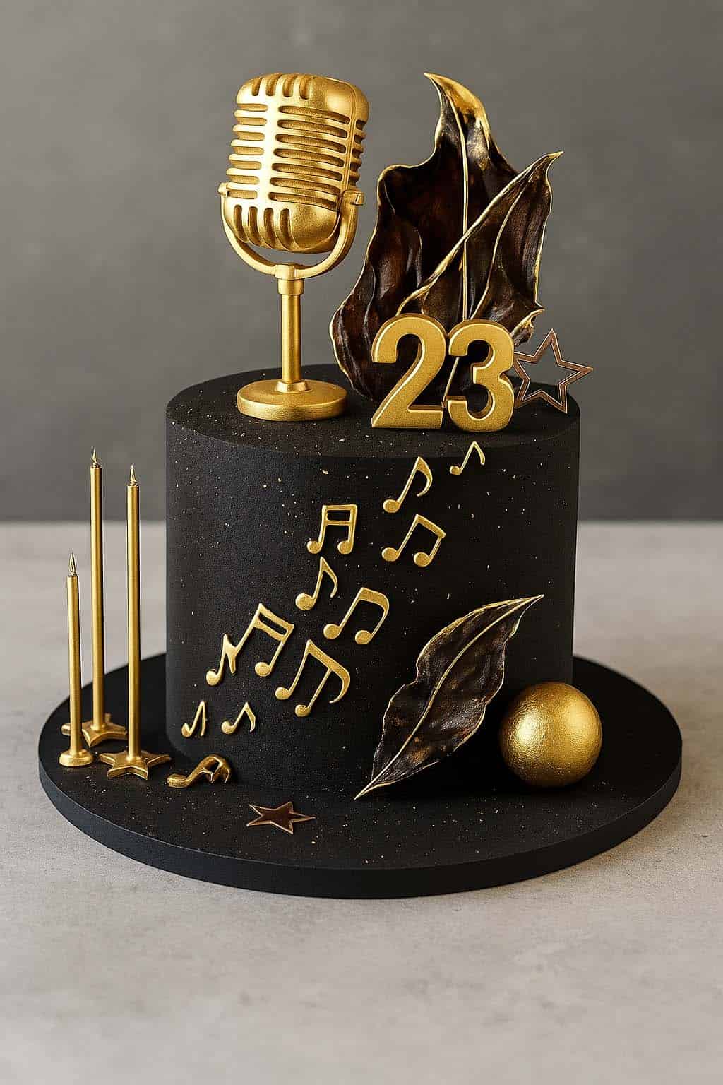 Golden Music Mic Cake - TF Cakes Online Delivery Freshly baked handcrafted Golden Music Mic Cake – Cake design by TF Cakes