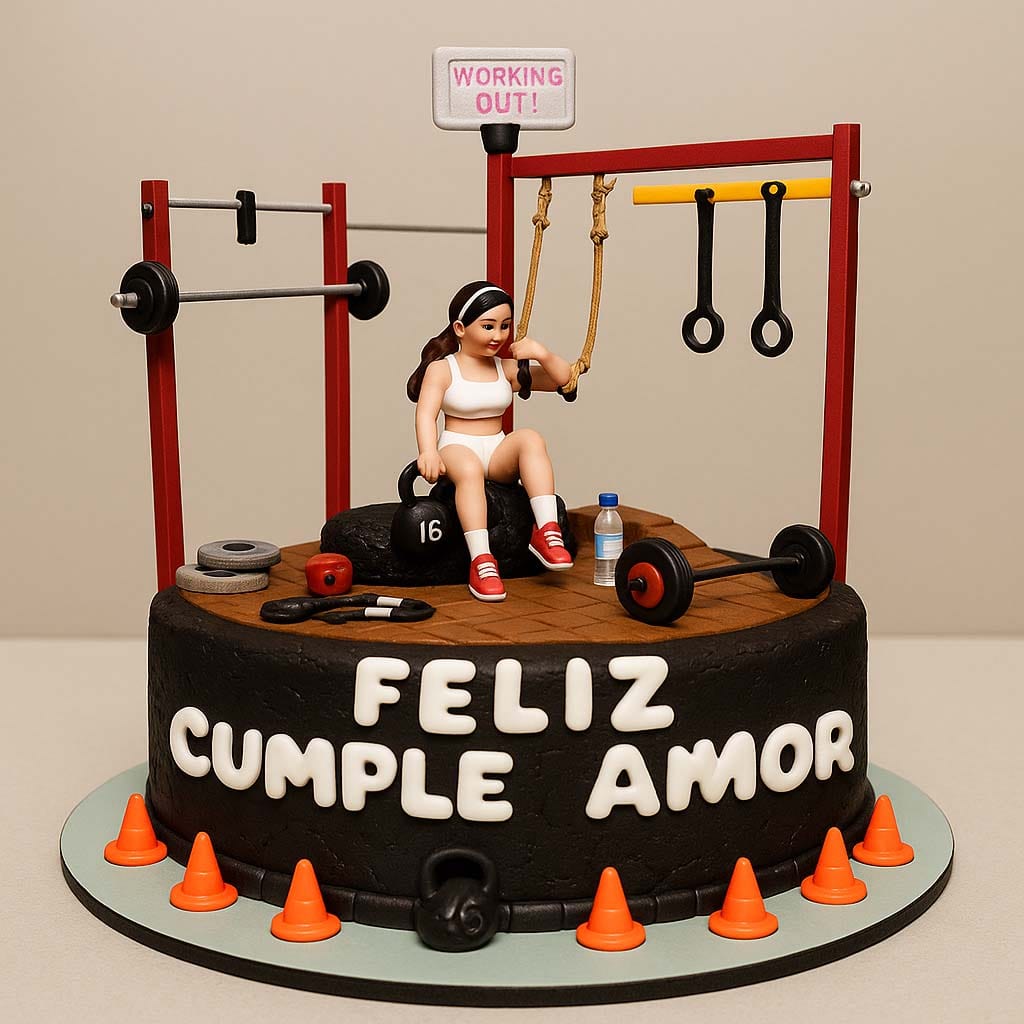 Women's Gym Workout Cake - TF Cakes Online Delivery Freshly baked handcrafted Women's Gym Workout Cake – Cake design by TF Cakes