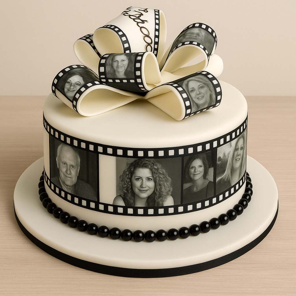Retro Film Strip Photo Cake - TF Cakes Online Delivery Freshly baked handcrafted Retro Film Strip Photo Cake – Cake design by TF Cakes