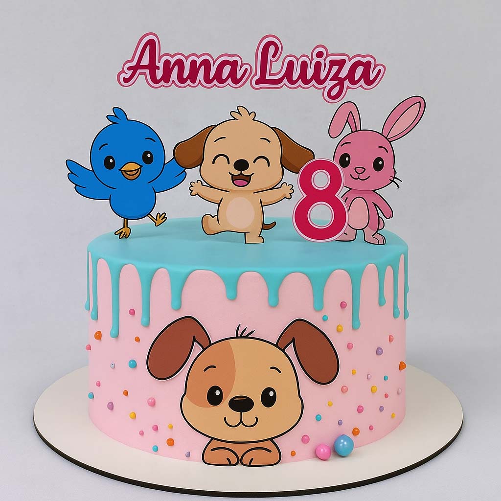 Cute Animal Theme Drip Cake - TF Cakes Online Delivery Freshly baked handcrafted Cute Animal Theme Drip Cake – Cake design by TF Cakes