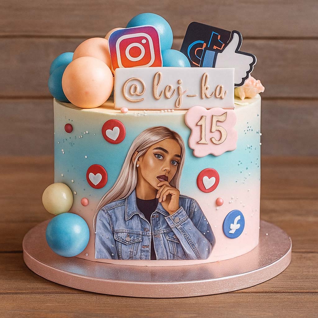 Social Media Glam Cake for Girls - TF Cakes Online Delivery Freshly baked handcrafted Social Media Glam Cake for Girls – Cake design by TF Cakes