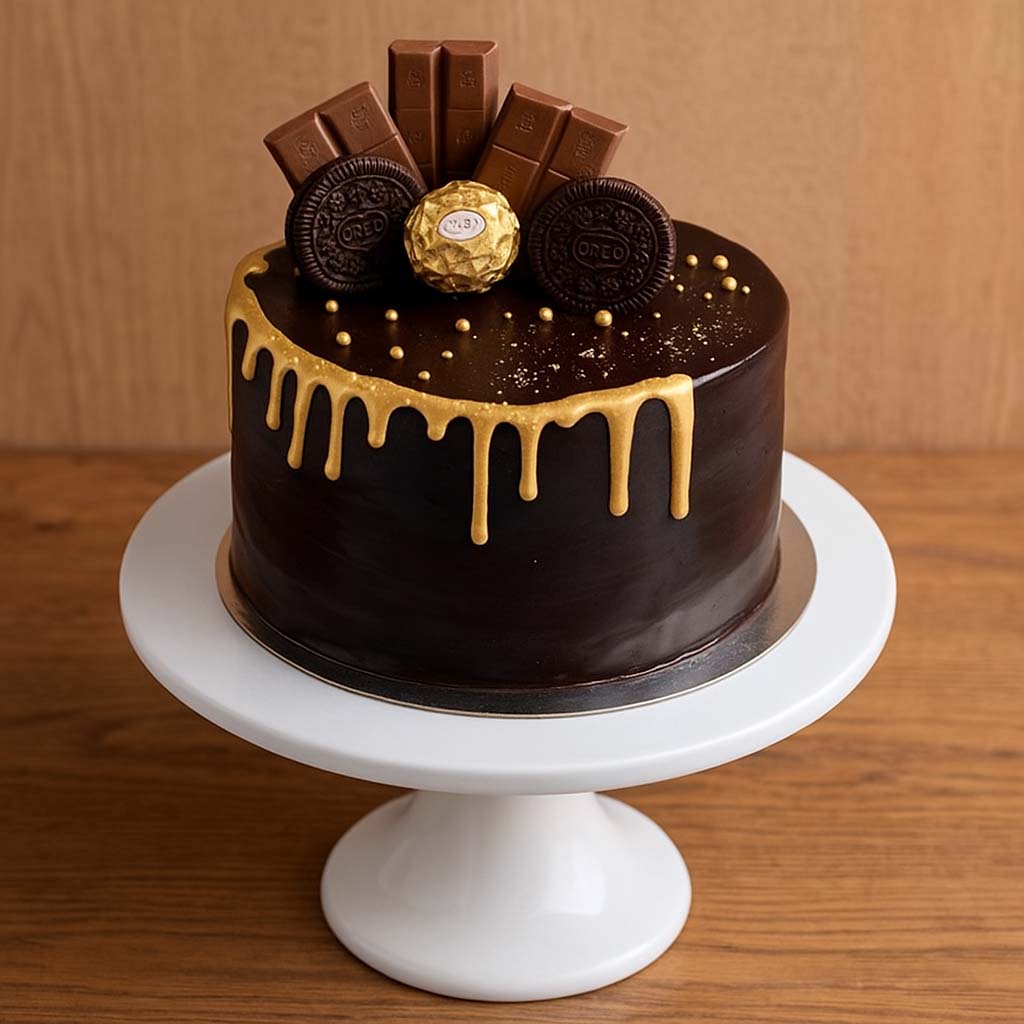 Golden Chocolate Overload Cake - TF Cakes Online Delivery Freshly baked handcrafted Golden Chocolate Overload Cake – Cake design by TF Cakes