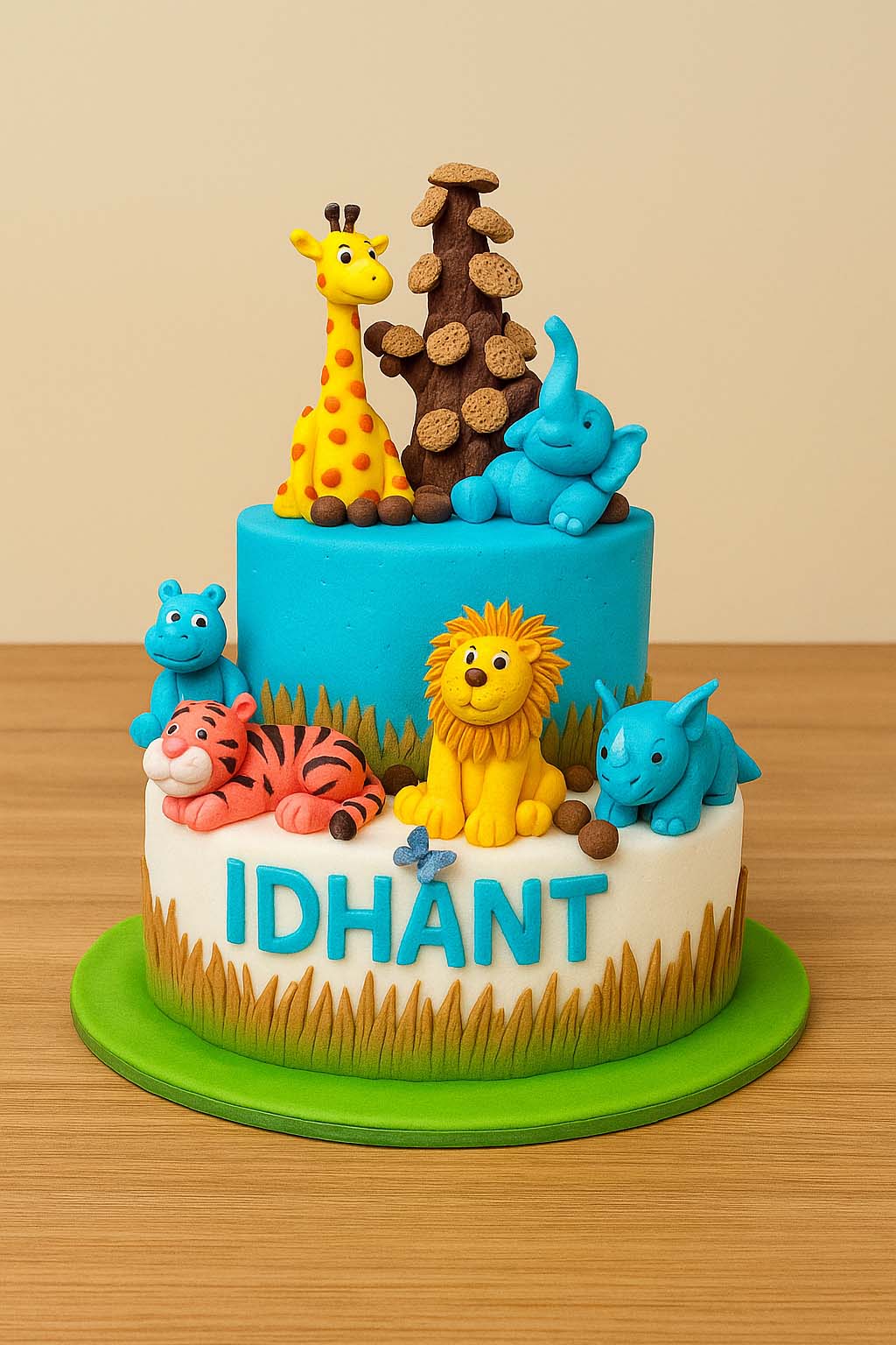 Jungle Theme Animal Cake - TF Cakes Online Delivery Freshly baked handcrafted Jungle Theme Animal Cake – Cake design by TF Cakes