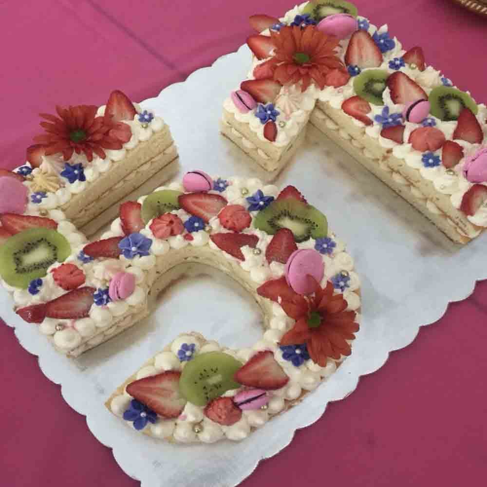 Fresh Fruit Number 55 Cake - TF Cakes Online Delivery Freshly baked handcrafted Fresh Fruit Number 55 Cake – Cake design by TF Cakes