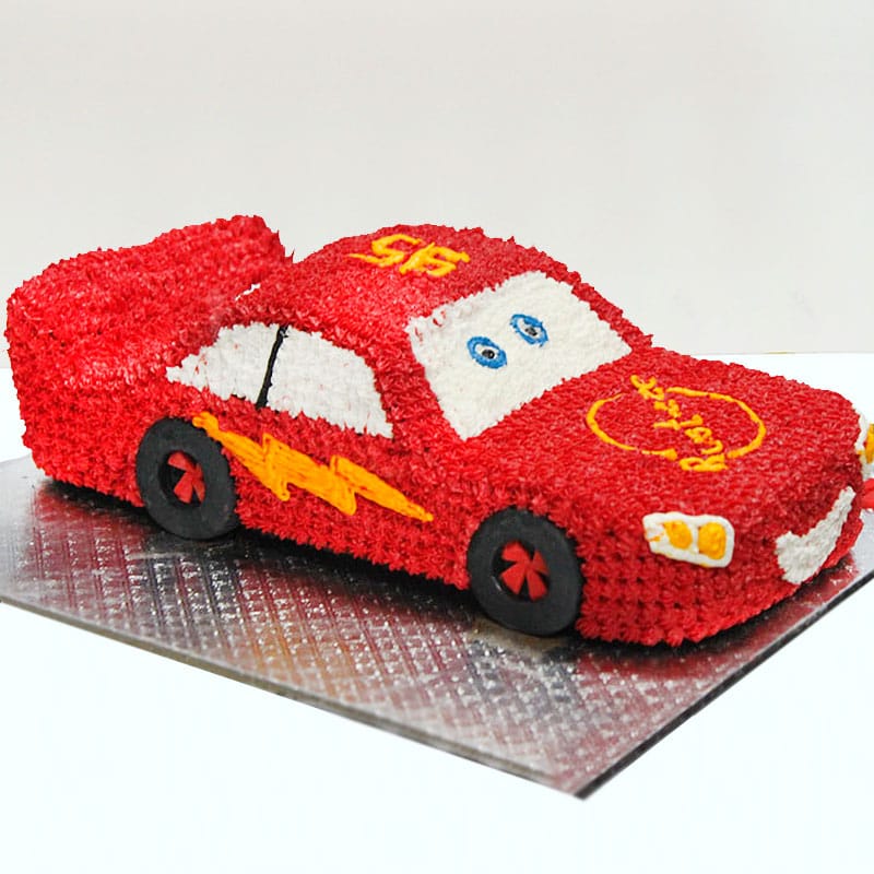 Red Racing Car Birthday Cake - TF Cakes Online Delivery Freshly baked handcrafted Red Racing Car Birthday Cake – Cake design by TF Cakes