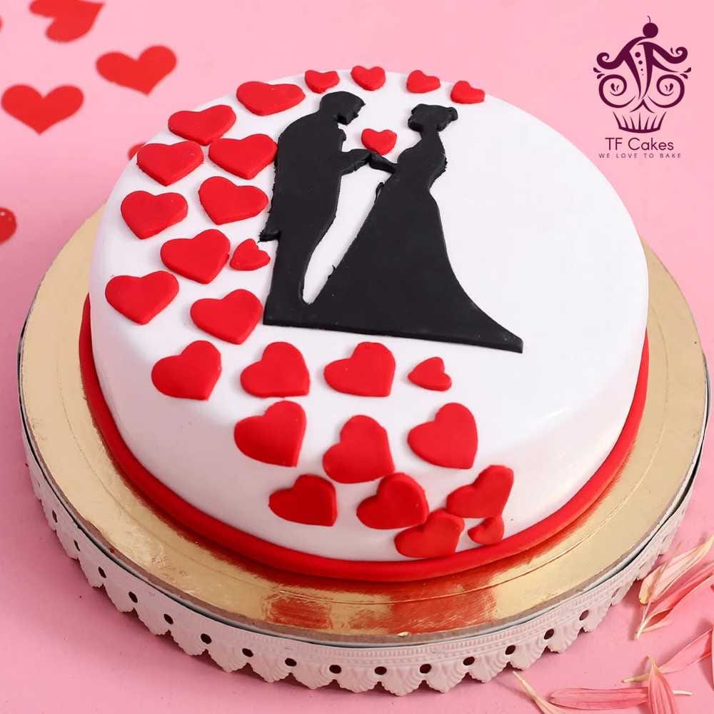 Romantic Heart Theme Cake - TF Cakes Online Delivery Freshly baked handcrafted Romantic Heart Theme Cake – Cake design by TF Cakes