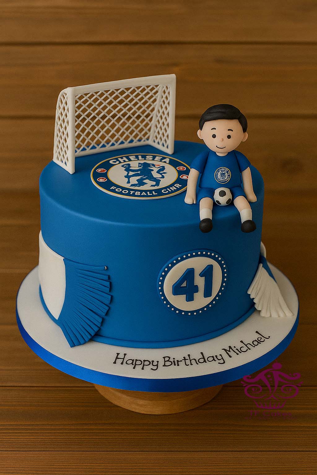 Chelsea Cake with Goal Post - TF Cakes Online Delivery Freshly baked handcrafted Chelsea Cake with Goal Post – Cake design by TF Cakes