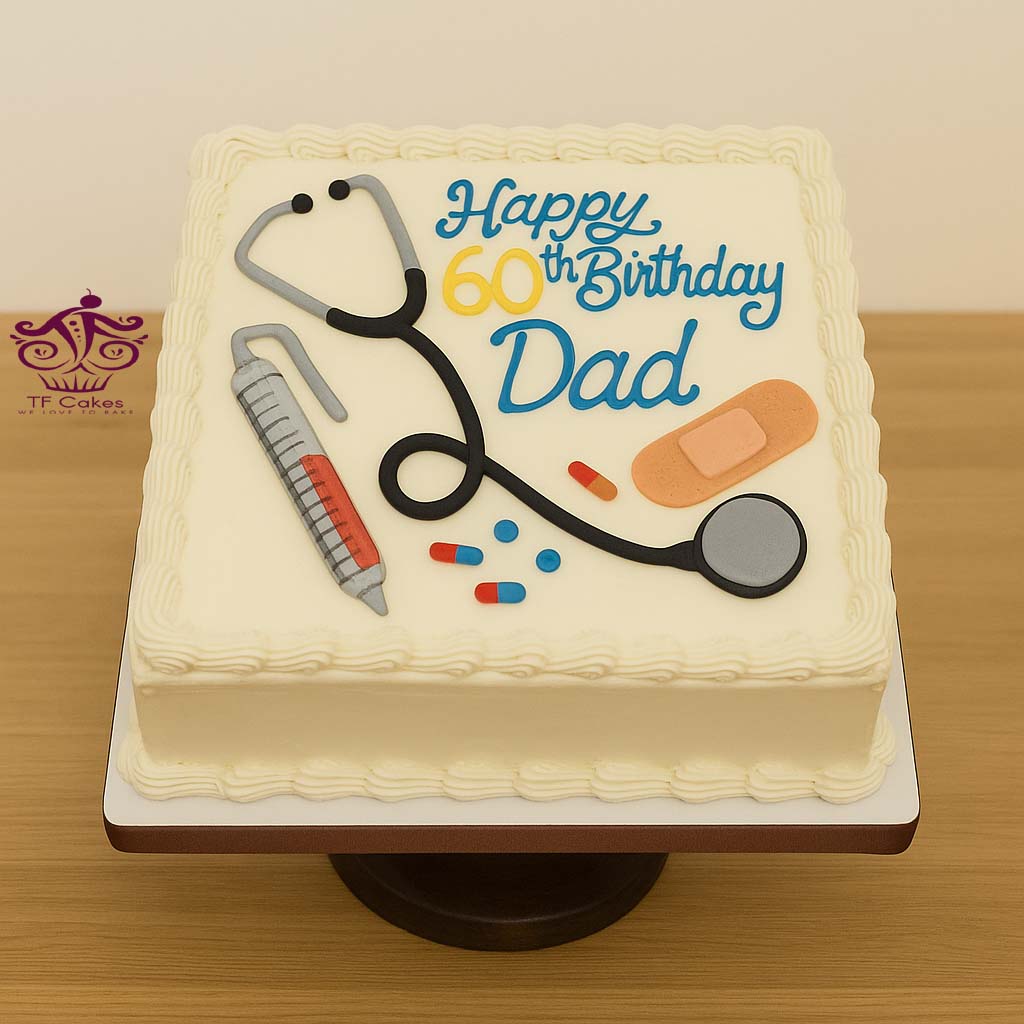 Doctor Birthday Cake for Dad - TF Cakes Online Delivery Freshly baked handcrafted Doctor Birthday Cake for Dad – Cake design by TF Cakes