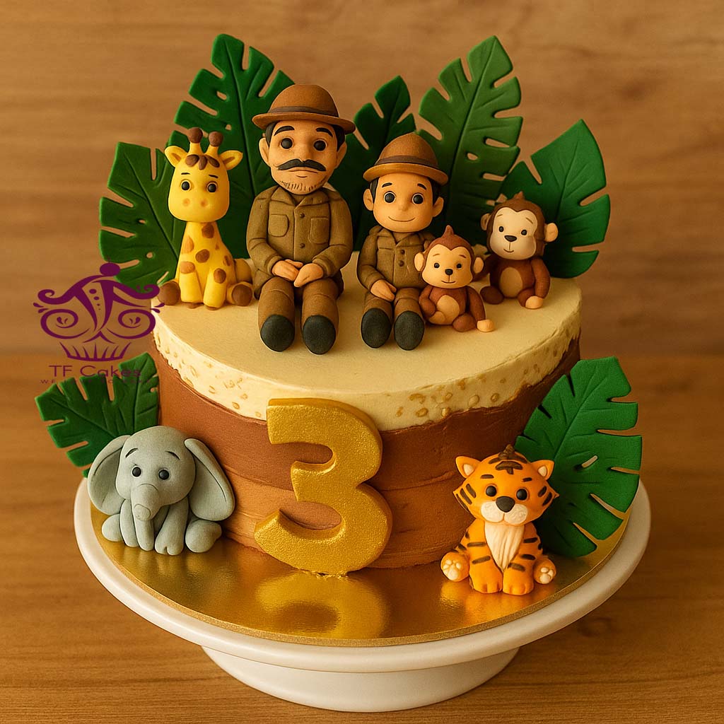 Jungle Explorer Birthday Cake - TF Cakes Online Delivery Freshly baked handcrafted Jungle Explorer Birthday Cake – Cake design by TF Cakes