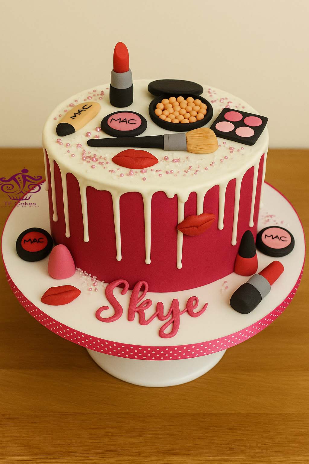 Makeup Drip Cake - TF Cakes Online Delivery Freshly baked handcrafted Makeup Drip Cake – Cake design by TF Cakes