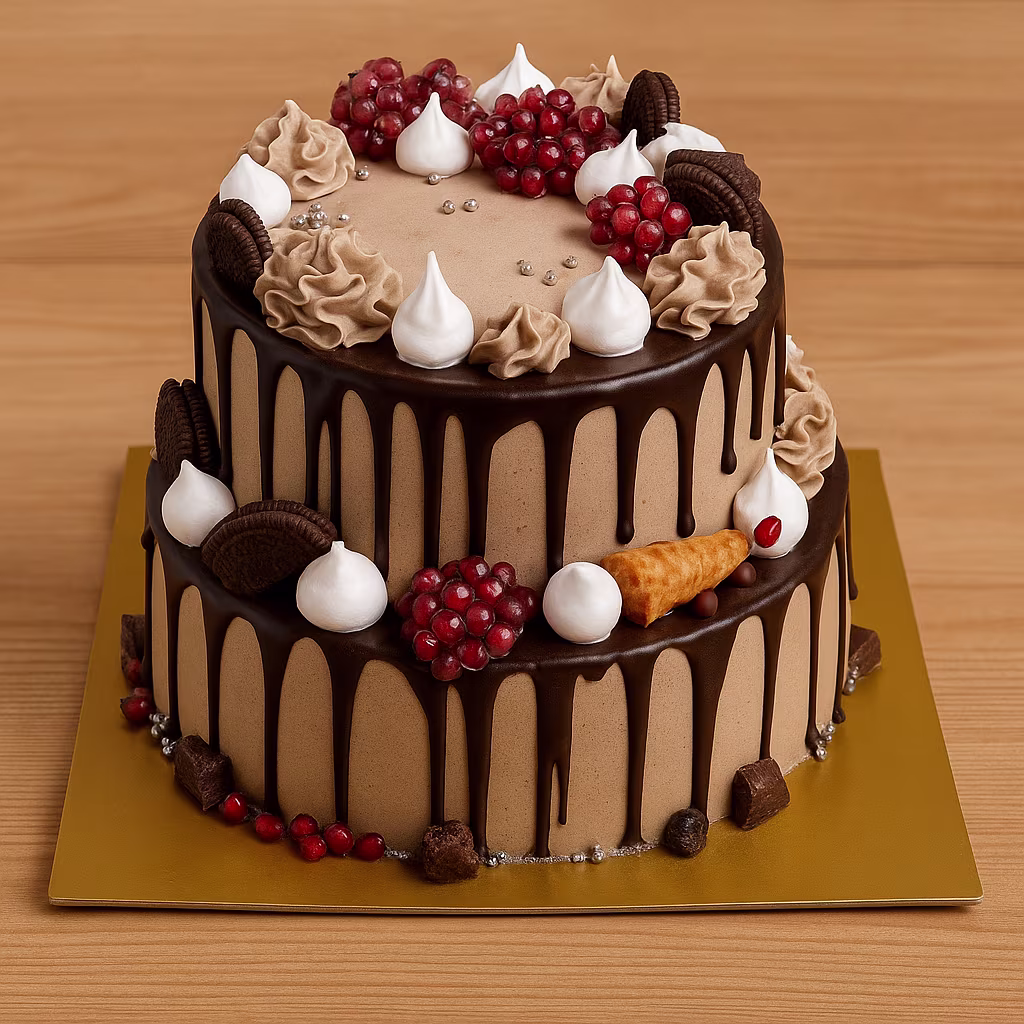 Mocha Berry Drip Delight Cake - TF Cakes Online Delivery Freshly baked handcrafted Mocha Berry Drip Delight Cake – Cake design by TF Cakes