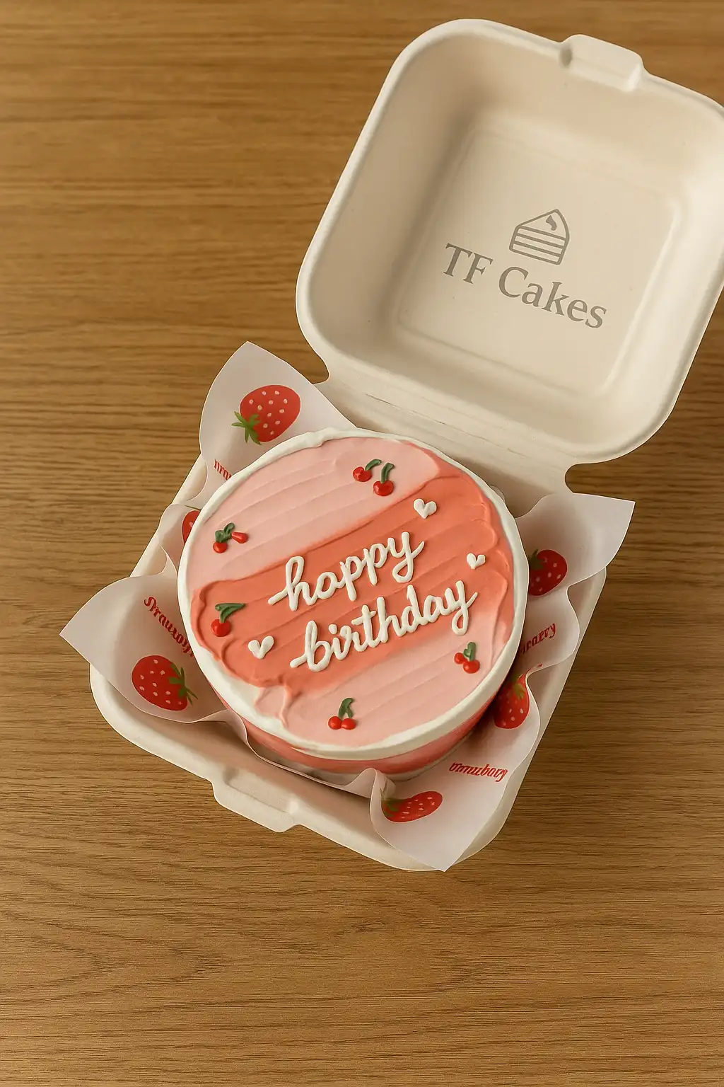 Strawberry Themed Bento Cake - TF Cakes Online Delivery Freshly baked handcrafted Strawberry Themed Bento Cake – Cake design by TF Cakes