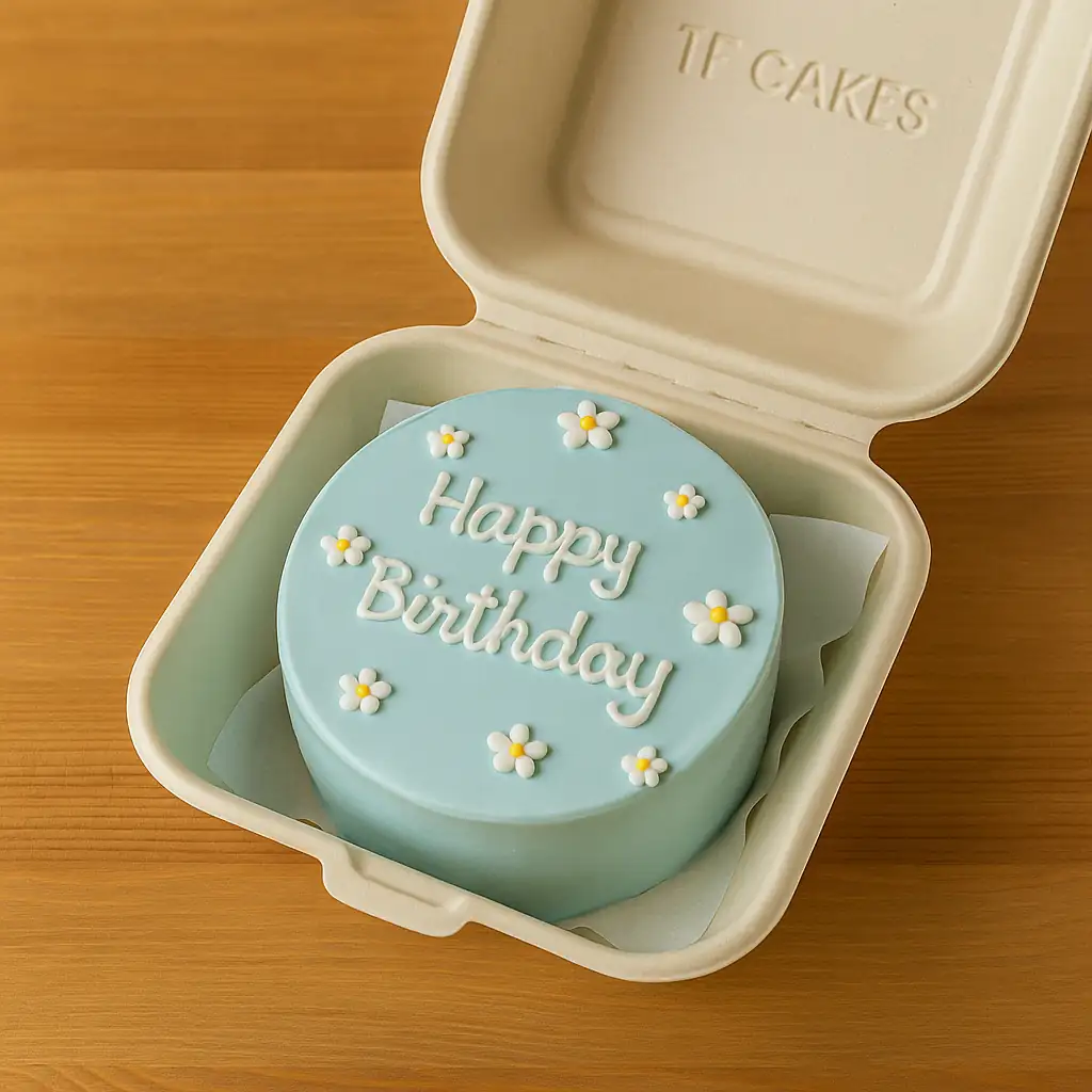 Blue Daisy Bento Cake - TF Cakes Online Delivery Freshly baked handcrafted Blue Daisy Bento Cake – Cake design by TF Cakes