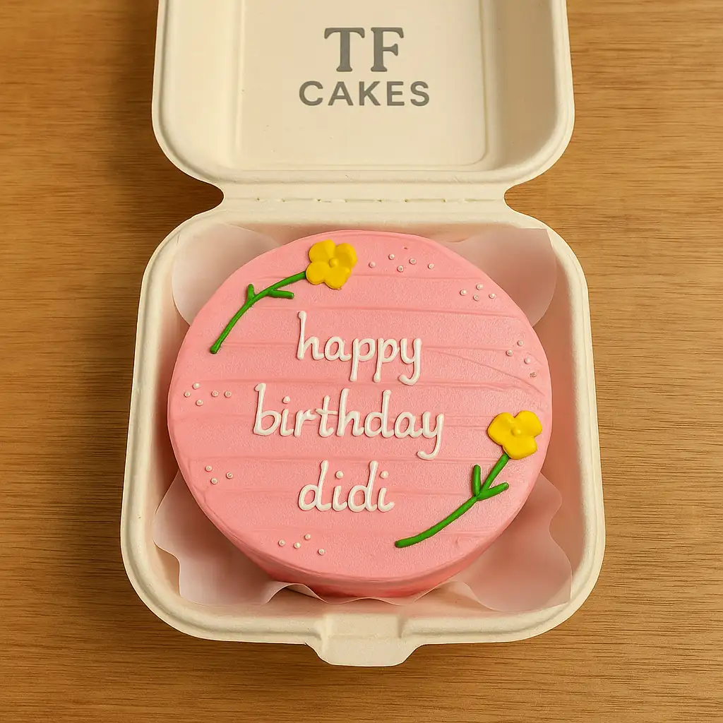 Pink Floral Birthday Bento Cake - TF Cakes Online Delivery Freshly baked handcrafted Pink Floral Birthday Bento Cake – Cake design by TF Cakes