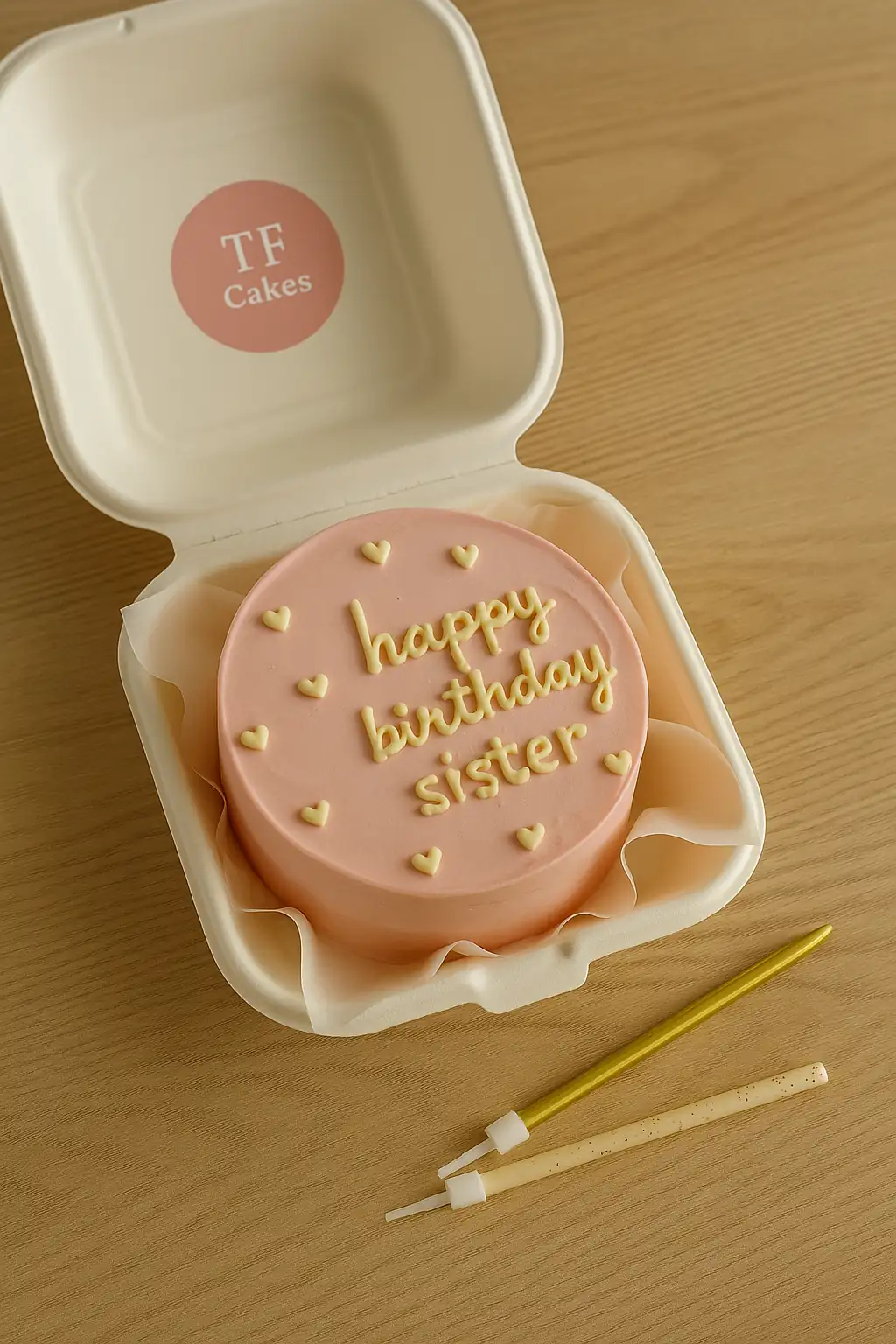Happy Birthday Sister Heart Bento Cake - TF Cakes Online Delivery Freshly baked handcrafted Happy Birthday Sister Heart Bento Cake – Cake design by TF Cakes