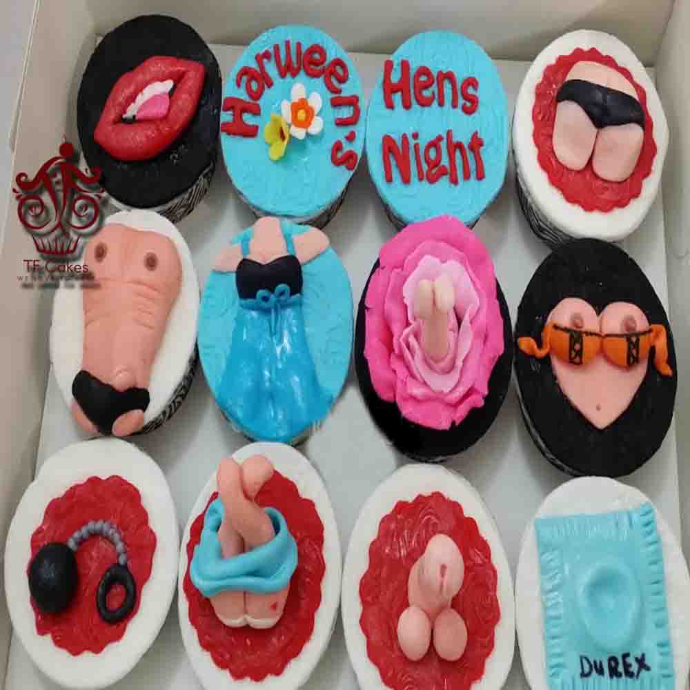 Hens Night Bachelorette Cupcake Box - TF Cakes Online Delivery Freshly baked handcrafted Hens Night Bachelorette Cupcake Box – Cake design by TF Cakes