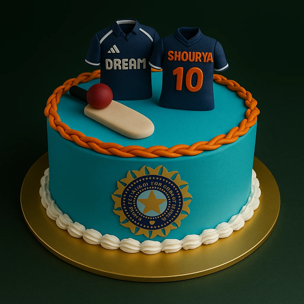 Team India Jersey Logo Cake - TF Cakes Online Delivery Freshly baked handcrafted Team India Jersey Logo Cake – Cake design by TF Cakes