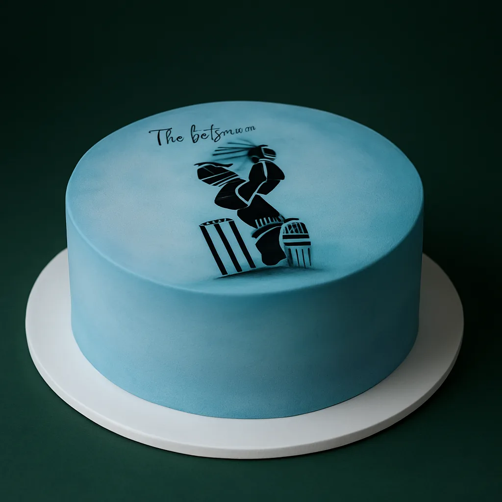The Batsman Silhouette Cake - TF Cakes Online Delivery Freshly baked handcrafted The Batsman Silhouette Cake – Cake design by TF Cakes