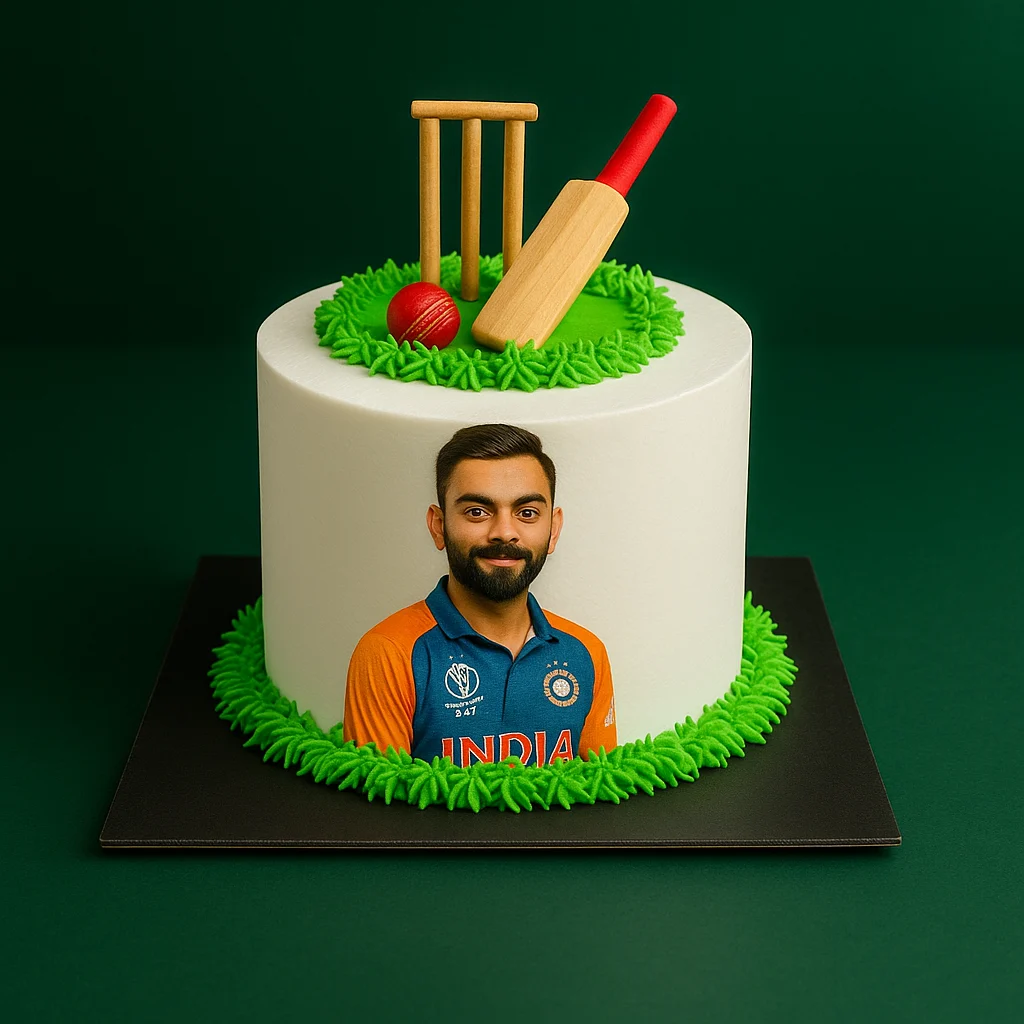 Virat Kohli Photo Cake - TF Cakes Online Delivery Freshly baked handcrafted Virat Kohli Photo Cake – Cake design by TF Cakes