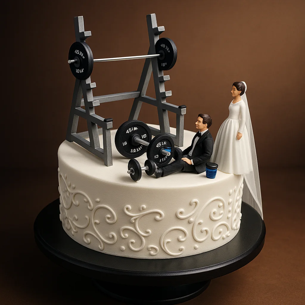 Wedding Fitness Cake - TF Cakes Online Delivery Freshly baked handcrafted Wedding Fitness Cake – Cake design by TF Cakes