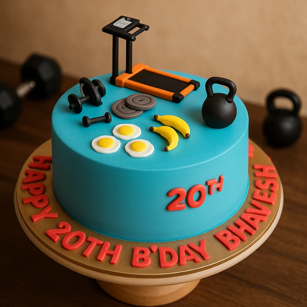 Freshly baked handcrafted Happy 20th Birthday Bhavesh Cake – Cake design by TF Cakes