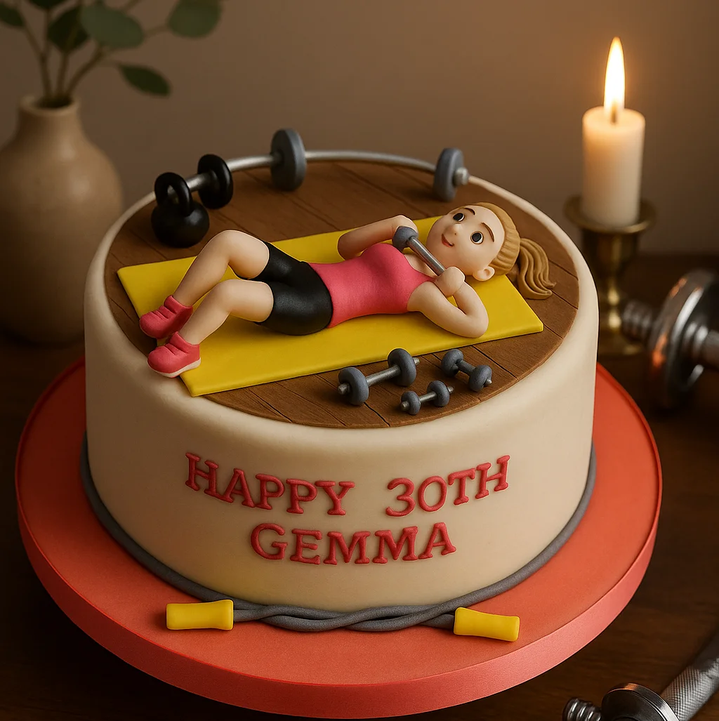 Happy 30th Gemma Yoga Cake - TF Cakes Online Delivery Freshly baked handcrafted Happy 30th Gemma Yoga Cake – Cake design by TF Cakes