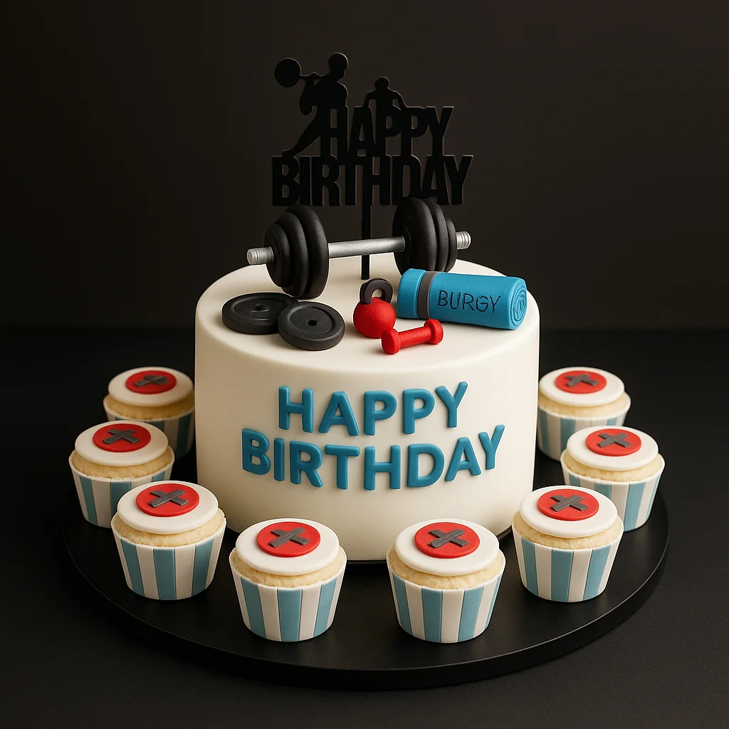 Happy Birthday Cake with Cupcakes - TF Cakes Online Delivery Freshly baked handcrafted Happy Birthday Cake with Cupcakes – Cake design by TF Cakes