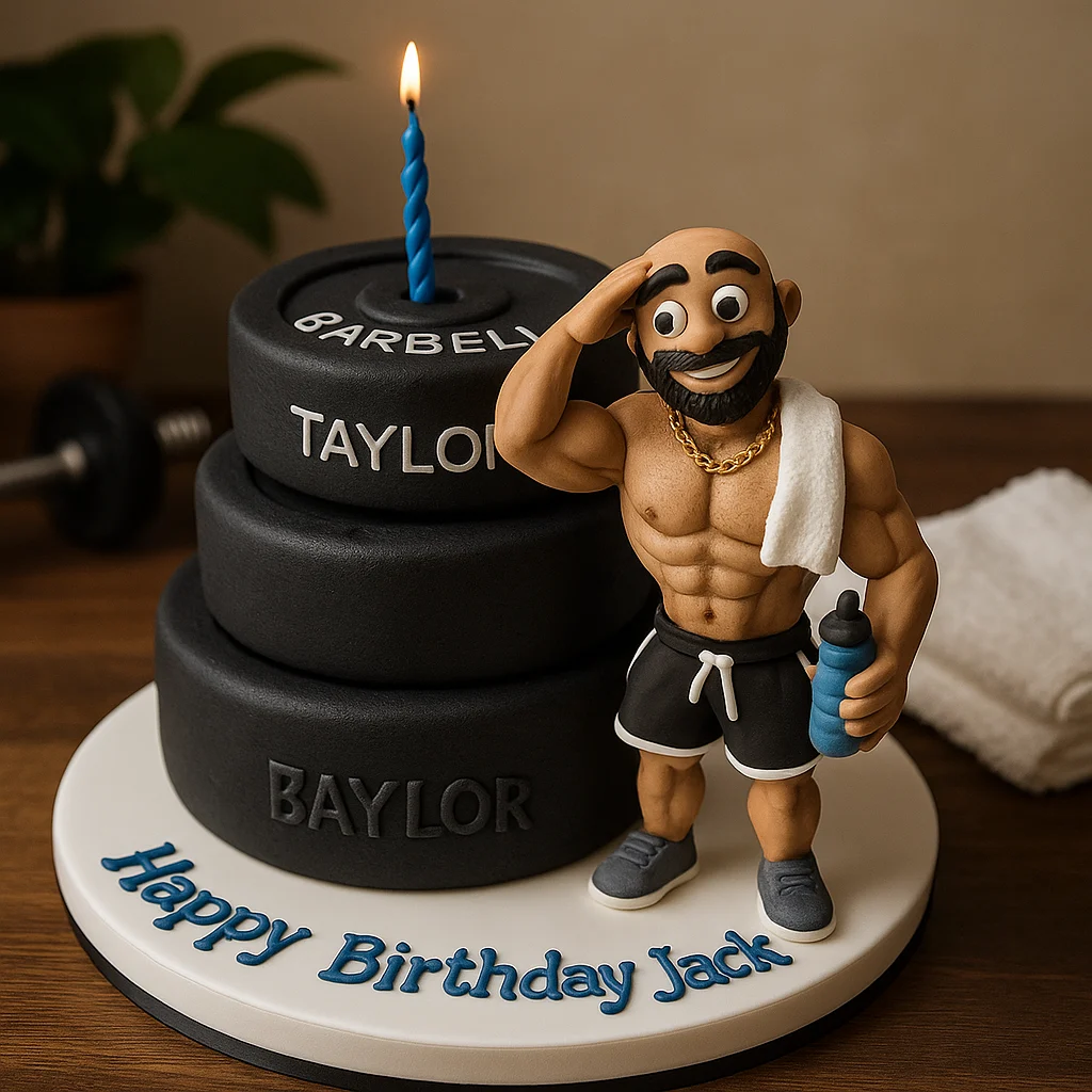 Happy Birthday Jack Weight Plate Cake - TF Cakes Online Delivery Freshly baked handcrafted Happy Birthday Jack Weight Plate Cake – Cake design by TF Cakes