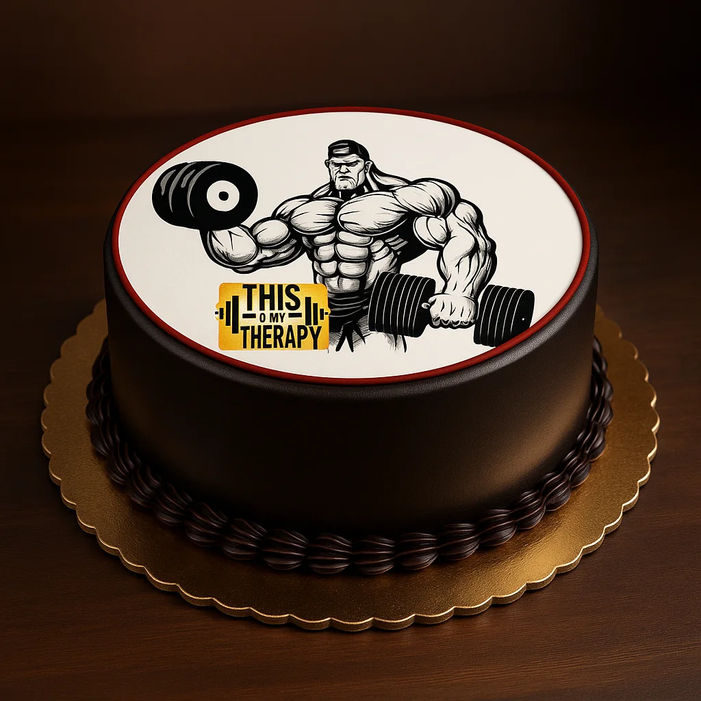 This Is My Therapy Bodybuilding Cake - TF Cakes Online Delivery Freshly baked handcrafted This Is My Therapy Bodybuilding Cake – Cake design by TF Cakes